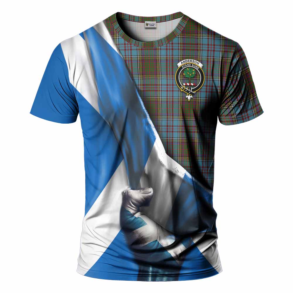 Tartan Vibes Clothing Anderson Tartan T-Shirt with Family Crest Scotland Patriotic Style