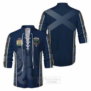 Anderson Tartan Ghillie Kilt Shirt with Family Crest and Lion Rampant Vibes Sport Style