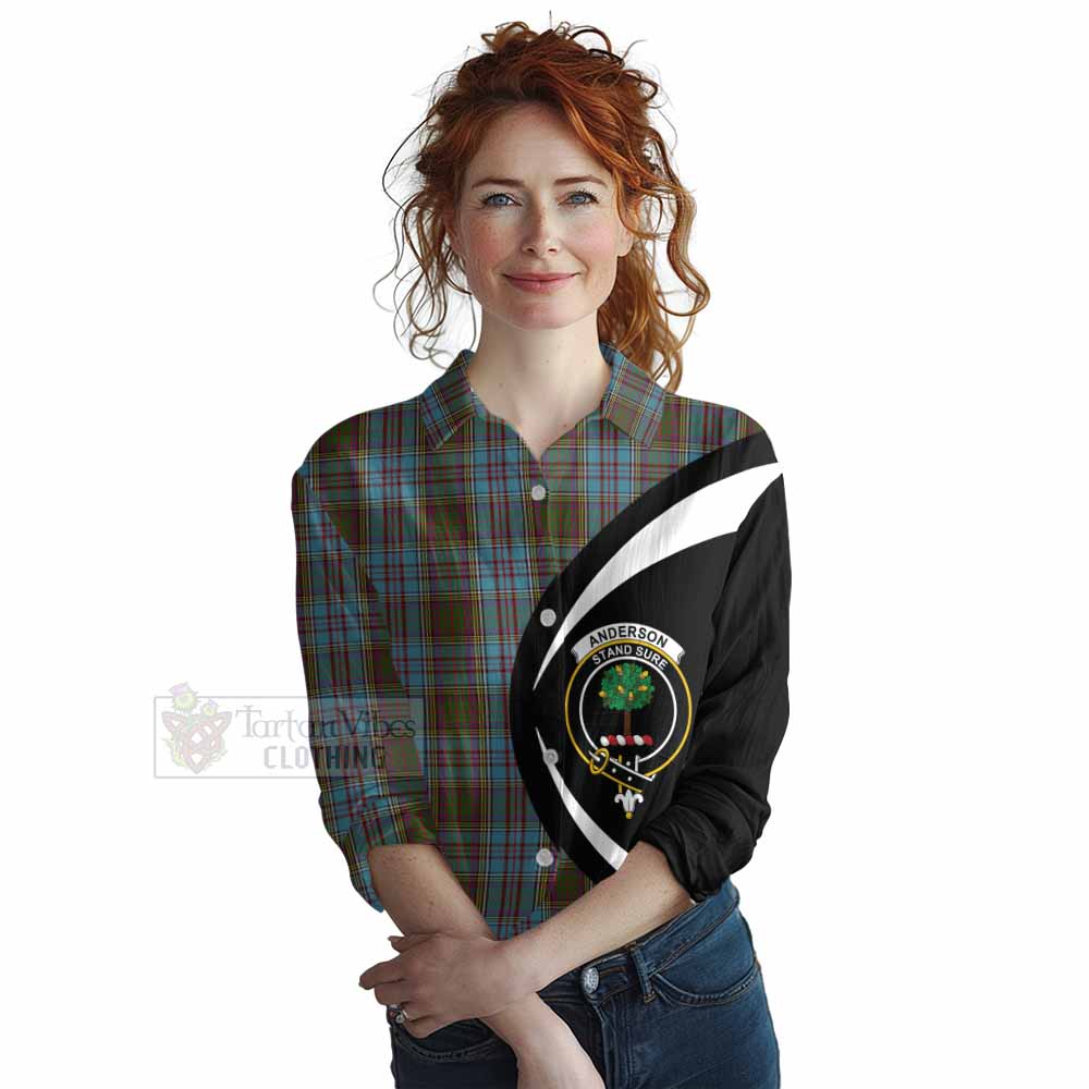 Tartan Vibes Clothing Anderson Tartan Women's Casual Shirt with Family Crest Circle Style