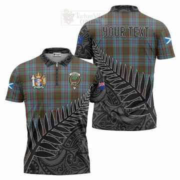 Anderson Crest Tartan Zipper Polo Shirt with New Zealand Silver Fern Half Style