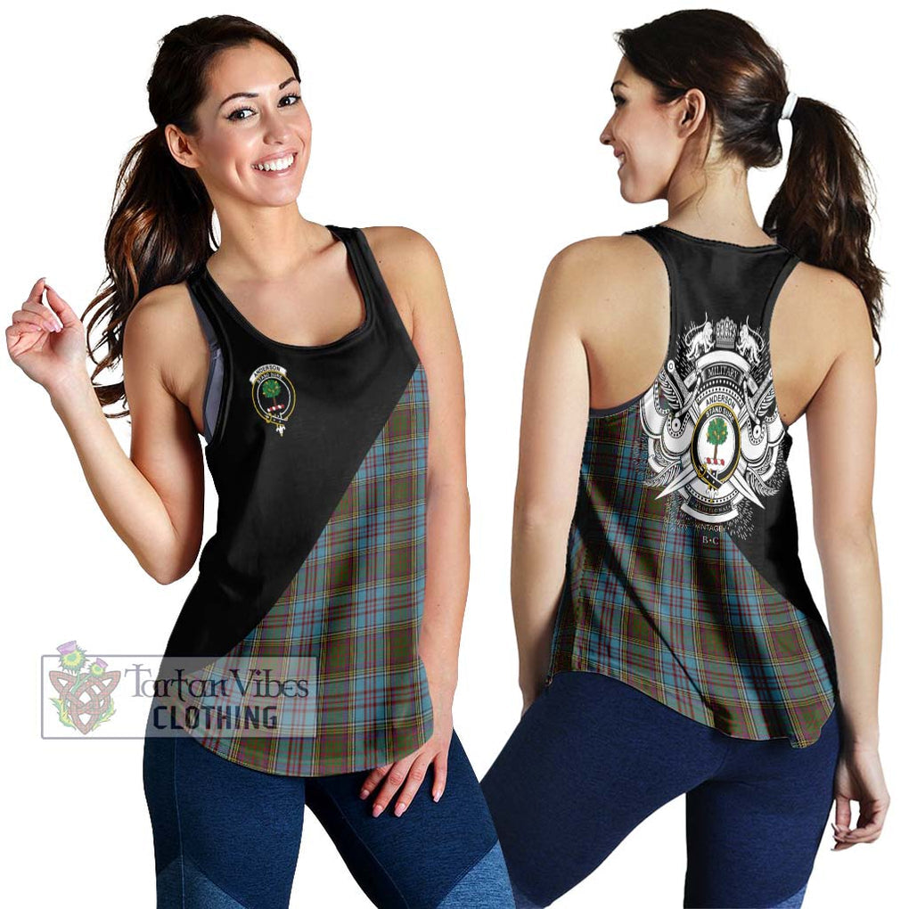 Anderson Tartan Women's Racerback Tanks with Family Crest and Military Logo Style 4XL - Tartanvibesclothing Shop