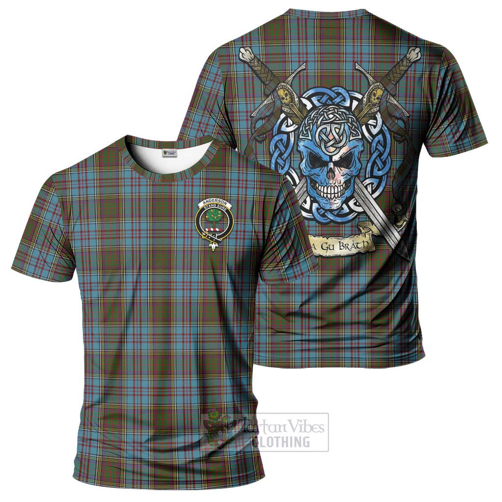 Tartan Vibes Clothing Anderson Tartan T-Shirt with Family Crest Celtic Skull Style