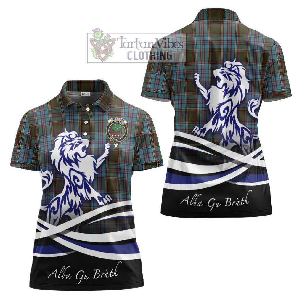 Anderson Tartan Women's Polo Shirt with Alba Gu Brath Regal Lion Emblem Women - Tartanvibesclothing Shop