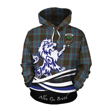 Anderson Tartan Cotton Hoodie with Alba Gu Brath Regal Lion Emblem