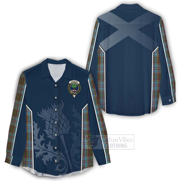 Anderson Tartan Women's Casual Shirt with Family Crest and Scottish Thistle Vibes Sport Style