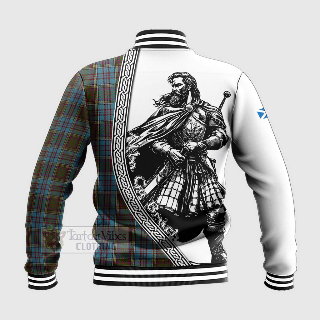 Tartan Vibes Clothing Anderson Tartan Clan Crest Baseball Jacket with Highlander Warrior Celtic Style