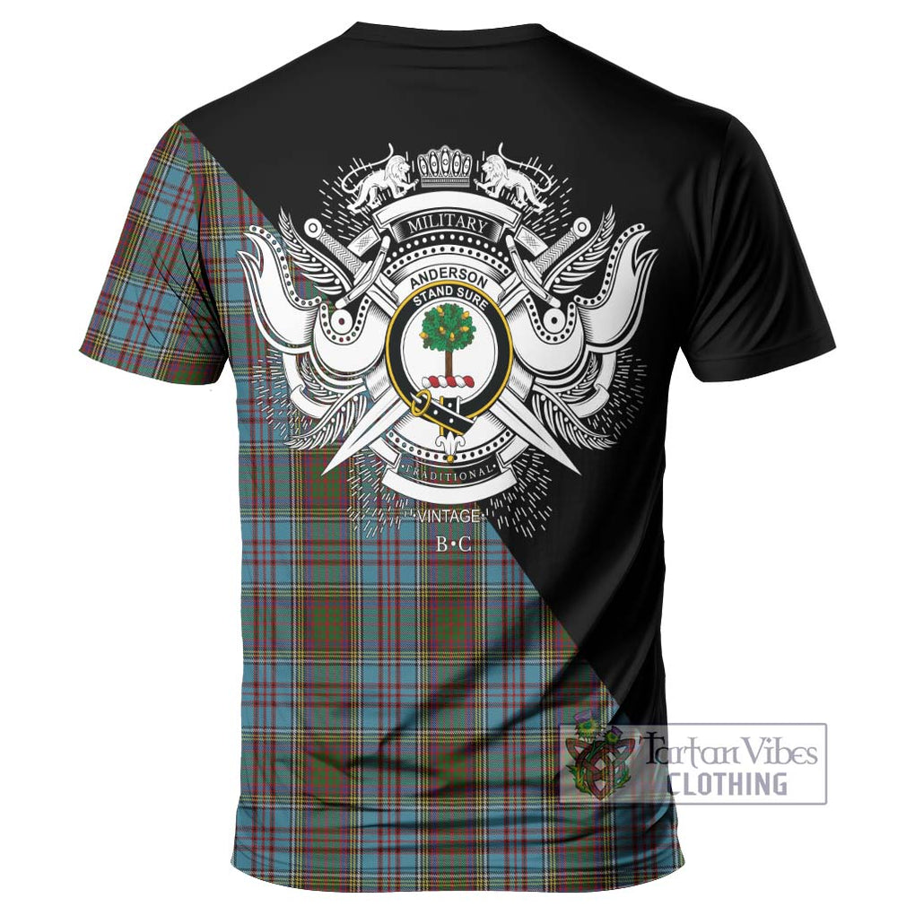 Anderson Tartan T-Shirt with Family Crest and Military Logo Style - Tartanvibesclothing Shop