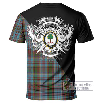 Anderson Tartan T-Shirt with Family Crest and Military Logo Style