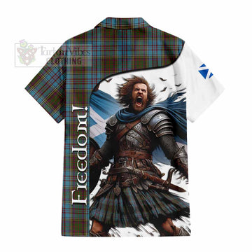 Anderson Crest Tartan Short Sleeve Button Shirt Inspired by the Freedom of Scottish Warrior