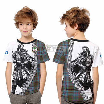 Anderson Tartan Clan Crest Kid T-Shirt with Highlander Warrior Celtic Style