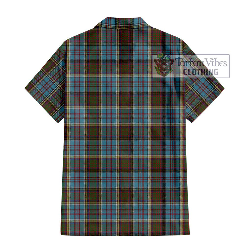 Anderson Tartan Short Sleeve Button Shirt with Family Crest DNA In Me Style - Tartanvibesclothing Shop