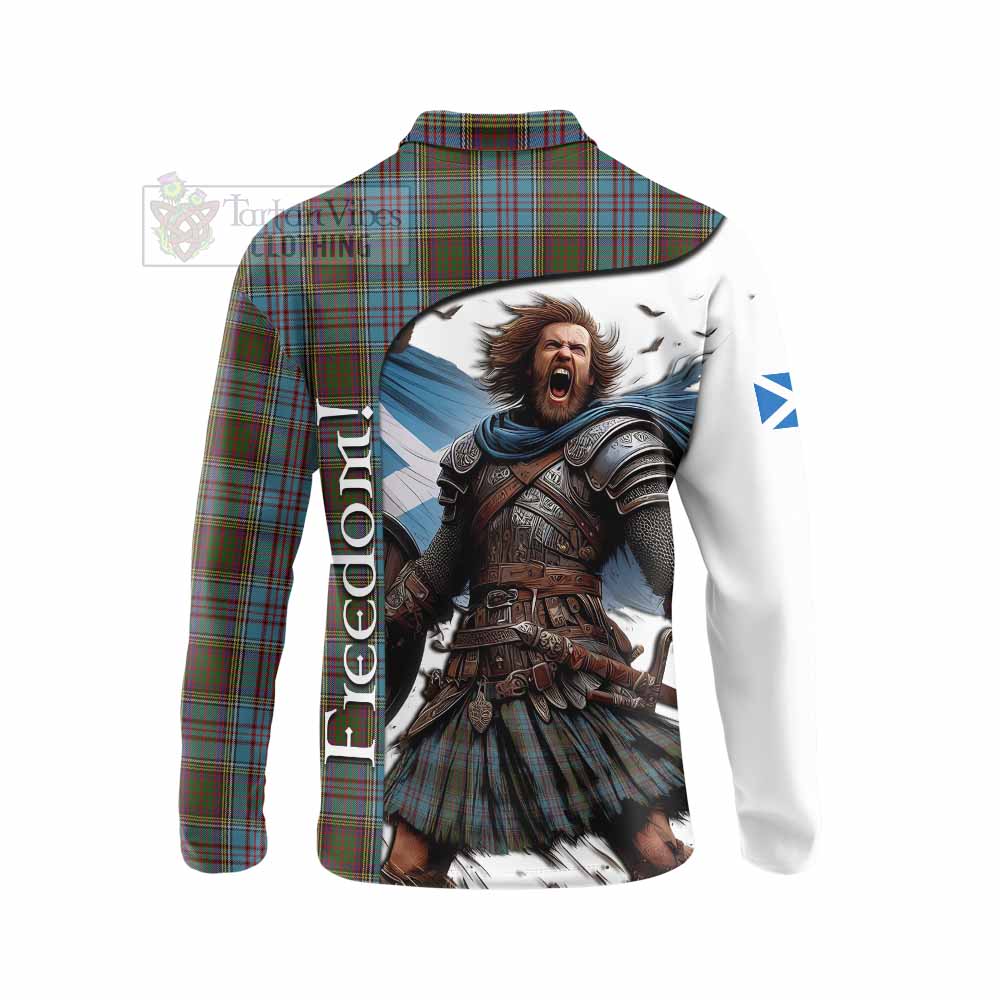 Tartan Vibes Clothing Anderson Crest Tartan Long Sleeve Polo Shirt Inspired by the Freedom of Scottish Warrior