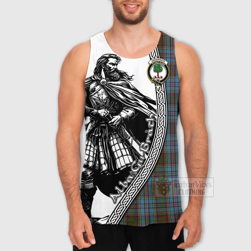 Tartan Vibes Clothing Anderson Tartan Clan Crest Men's Tank Top with Highlander Warrior Celtic Style