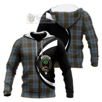 Anderson Tartan Knitted Hoodie with Family Crest Circle Style