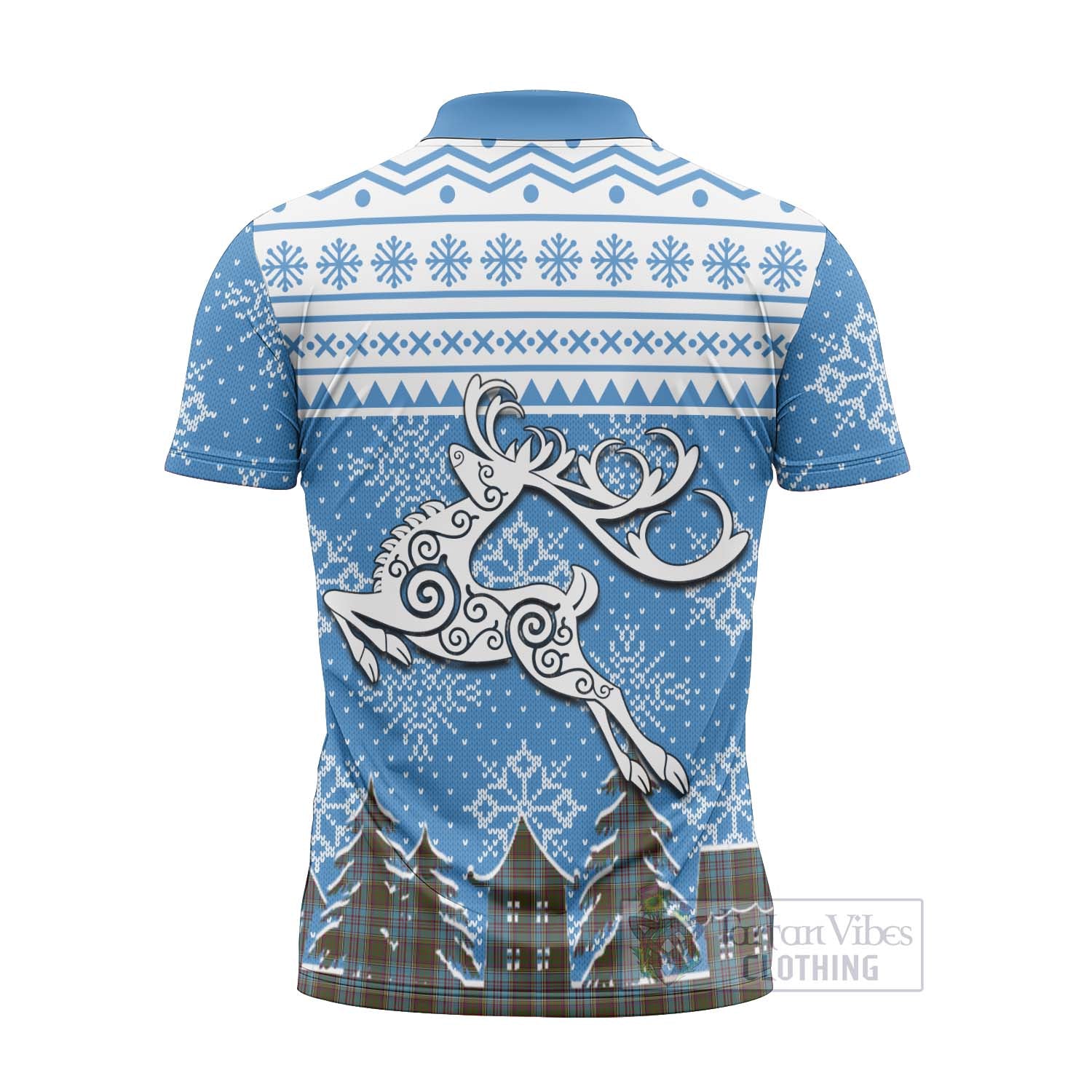 Tartan Vibes Clothing Anderson Clan Christmas Zipper Polo Shirt Celtic Reindeer Style