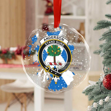 Anderson Clan Crest Christmas Glass Ornament with Scotland Map