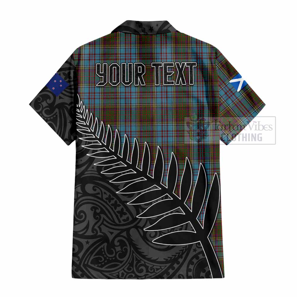 Anderson Crest Tartan Hawaiian Shirt with New Zealand Silver Fern Half Style - Tartan Vibes Clothing