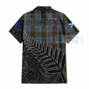 Anderson Crest Tartan Short Sleeve Button Shirt with New Zealand Silver Fern Half Style