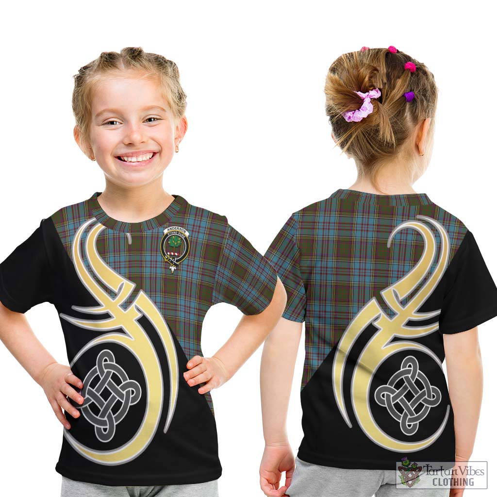 Anderson Tartan Kid T-Shirt with Family Crest and Celtic Symbol Style - Tartan Vibes Clothing