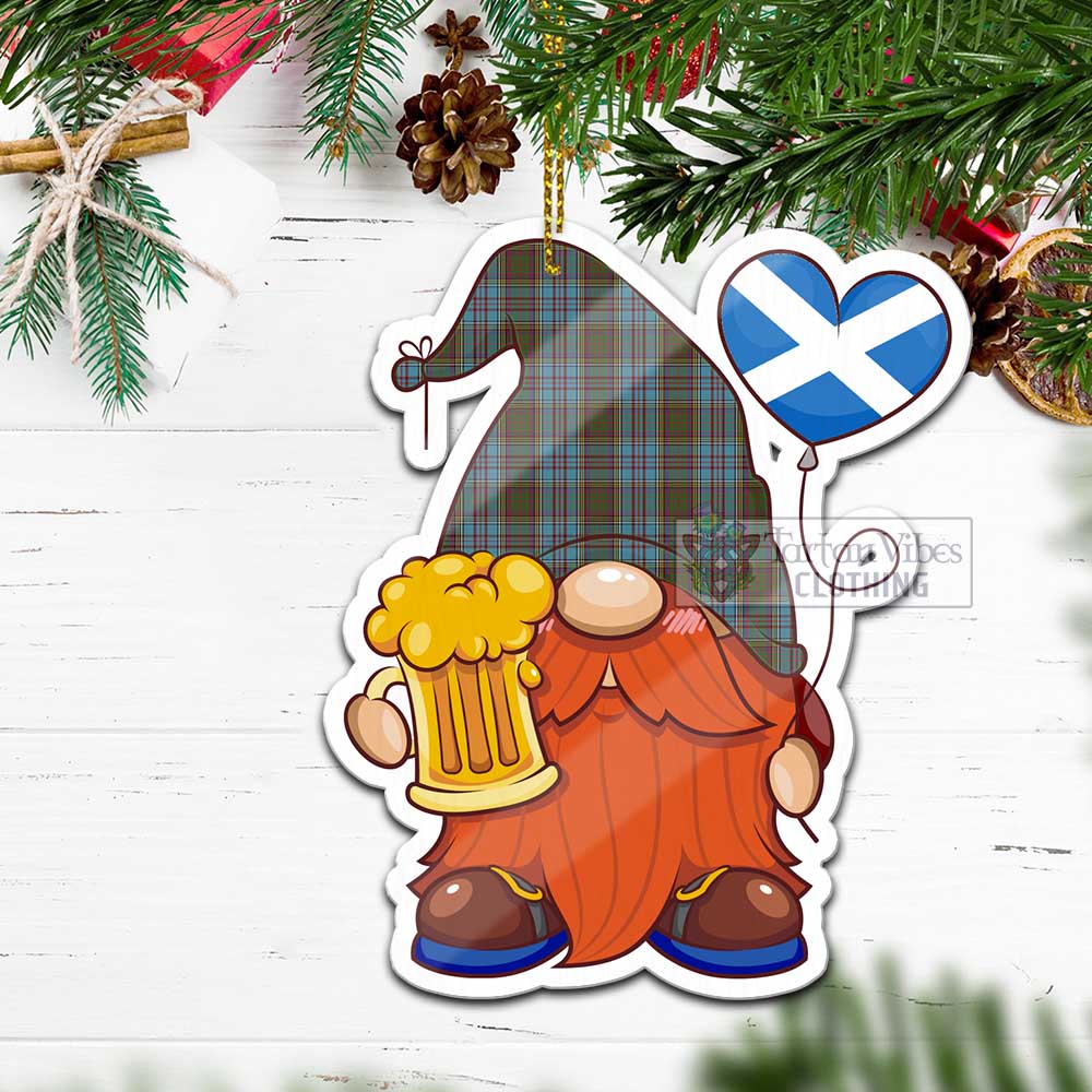 Tartan Vibes Clothing Anderson Tartan Gnome Holding Beer Glass Christmas Ornament with Personalized National Flag