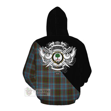 Anderson Tartan Cotton Hoodie with Family Crest and Military Logo Style