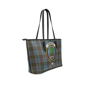 Anderson Tartan Leather Tote Bag with Family Crest