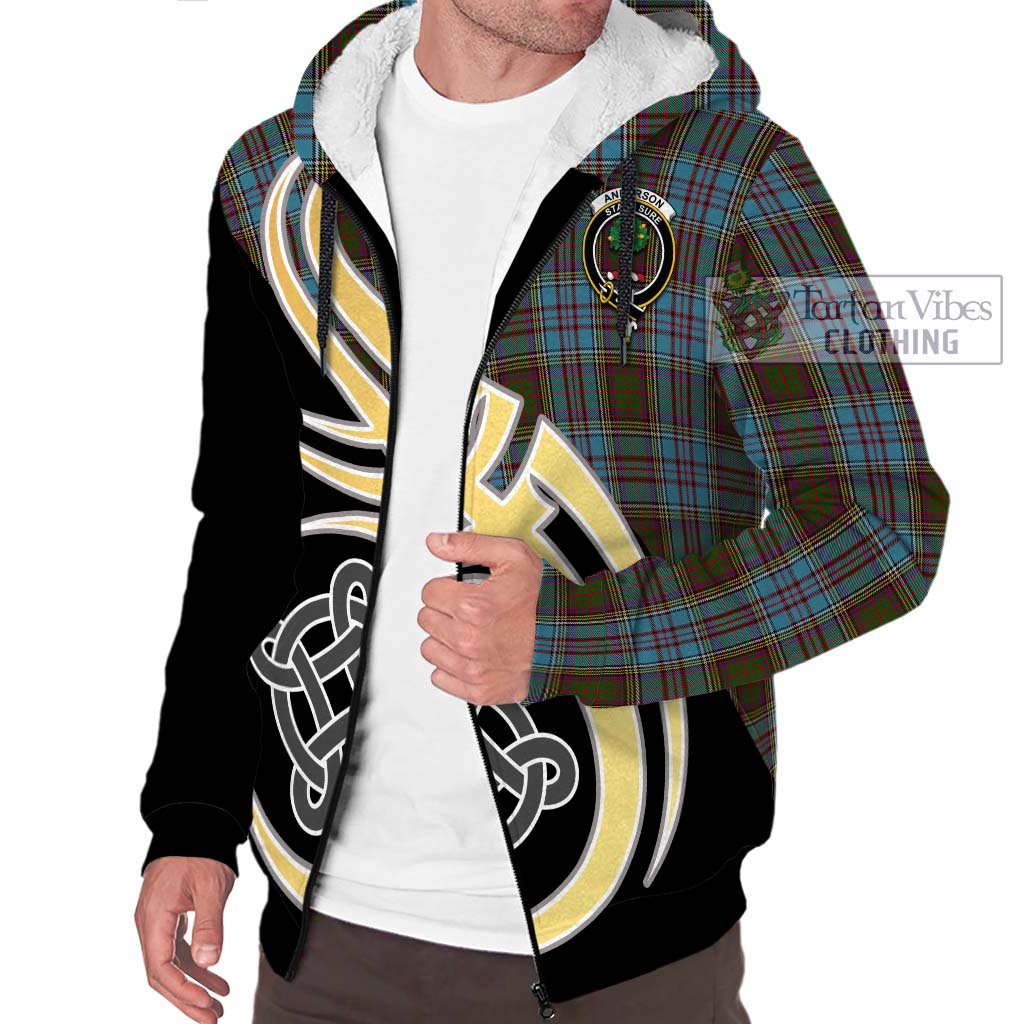 Anderson Tartan Sherpa Hoodie with Family Crest and Celtic Symbol Style - Tartan Vibes Clothing