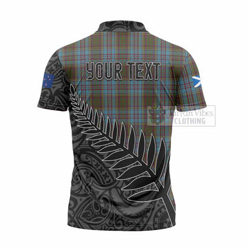 Anderson Crest Tartan Zipper Polo Shirt with New Zealand Silver Fern Half Style