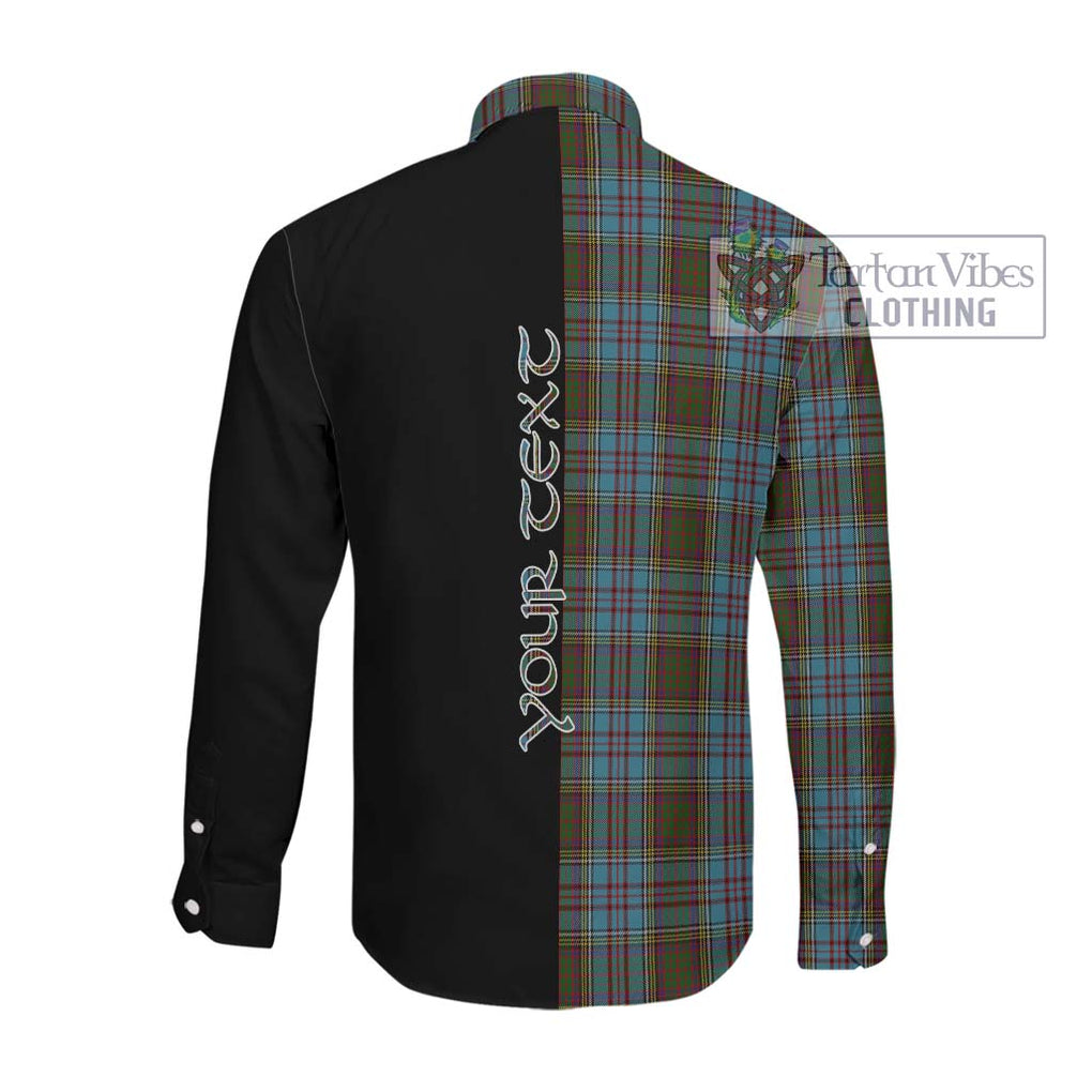 Anderson Tartan Long Sleeve Button Shirt with Family Crest and Half Of Me Style Men's Shirt - Tartanvibesclothing Shop