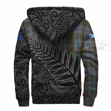 Anderson Crest Tartan Sherpa Hoodie with New Zealand Silver Fern Half Style