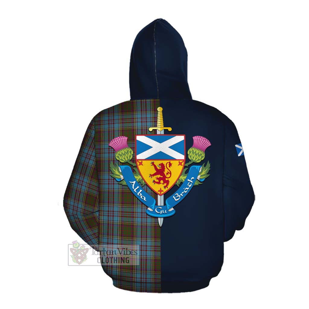 Tartan Vibes Clothing Anderson Tartan Cotton Hoodie Alba with Scottish Lion Royal Arm Half Style