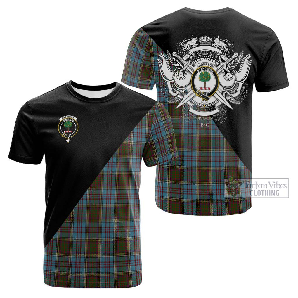 Tartan Vibes Clothing Anderson Tartan Cotton T-shirt with Family Crest and Military Logo Style