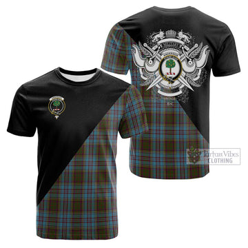 Anderson Tartan Cotton T-shirt with Family Crest and Military Logo Style