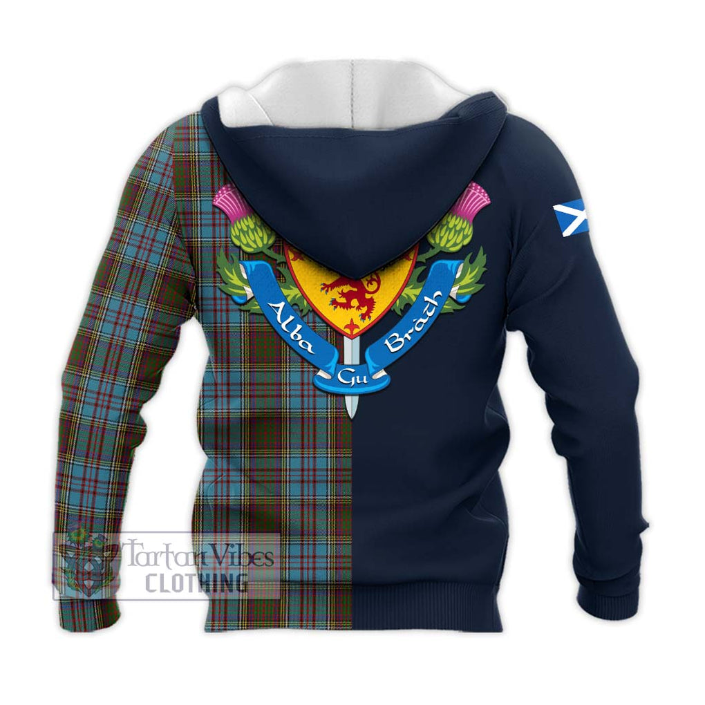 Tartan Vibes Clothing Anderson Tartan Knitted Hoodie with Scottish Lion Royal Arm Half Style