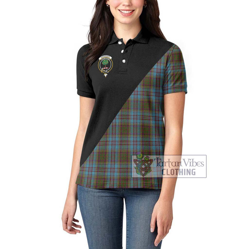 Anderson Tartan Women's Polo Shirt with Family Crest and Military Logo Style - Tartanvibesclothing Shop