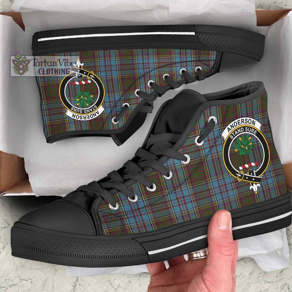 Tartan Vibes Clothing Anderson Tartan High Top Shoes with Family Crest