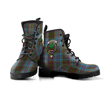 Anderson Tartan Leather Boots with Family Crest