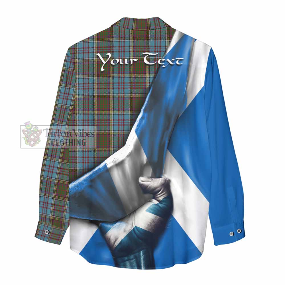 Tartan Vibes Clothing Anderson Tartan Women's Casual Shirt with Family Crest Scotland Patriotic Style