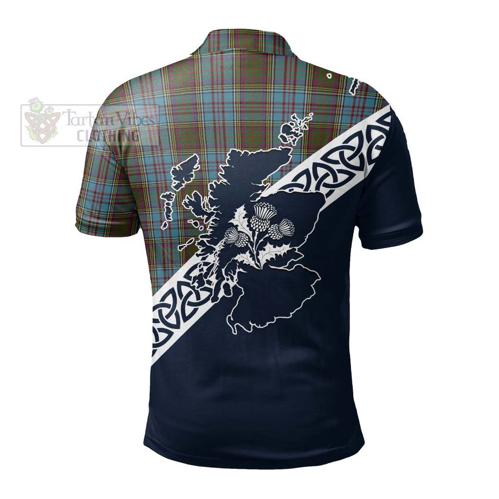 Anderson Tartan Polo Shirt Featuring Thistle and Scotland Map