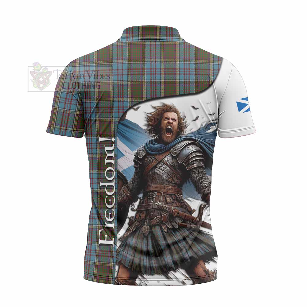 Tartan Vibes Clothing Anderson Crest Tartan Zipper Polo Shirt Inspired by the Freedom of Scottish Warrior