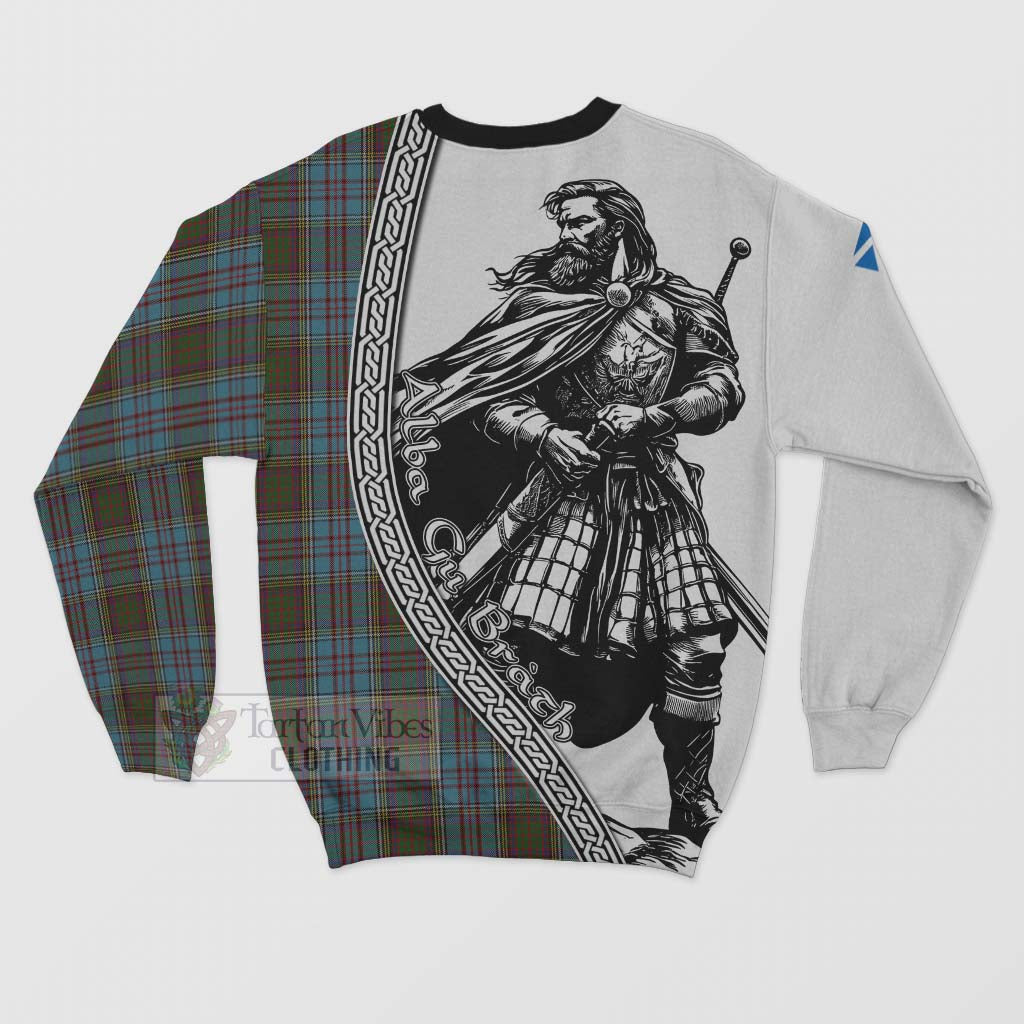 Tartan Vibes Clothing Anderson Tartan Clan Crest Sweatshirt with Highlander Warrior Celtic Style