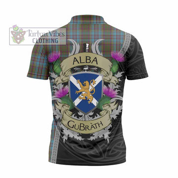 Anderson Tartan Family Crest Zipper Polo Shirt Lion Rampant Royal Thistle Shield Celtic Inspired - Tartan Vibes Clothing