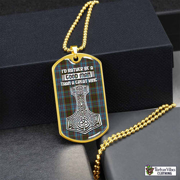 Anderson Tartan Dog Tag Necklace Viking Mjolnir Style