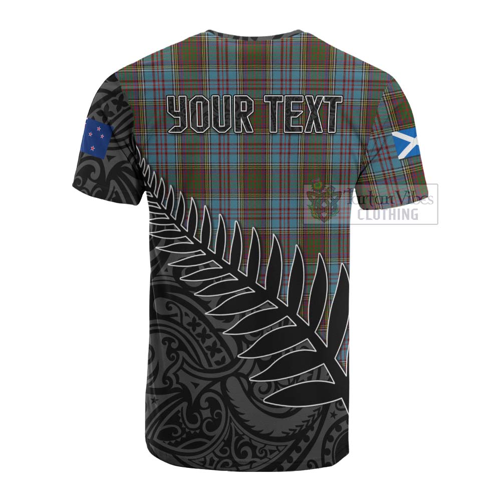 Tartan Vibes Clothing Anderson Crest Tartan Cotton T-shirt with New Zealand Silver Fern Half Style