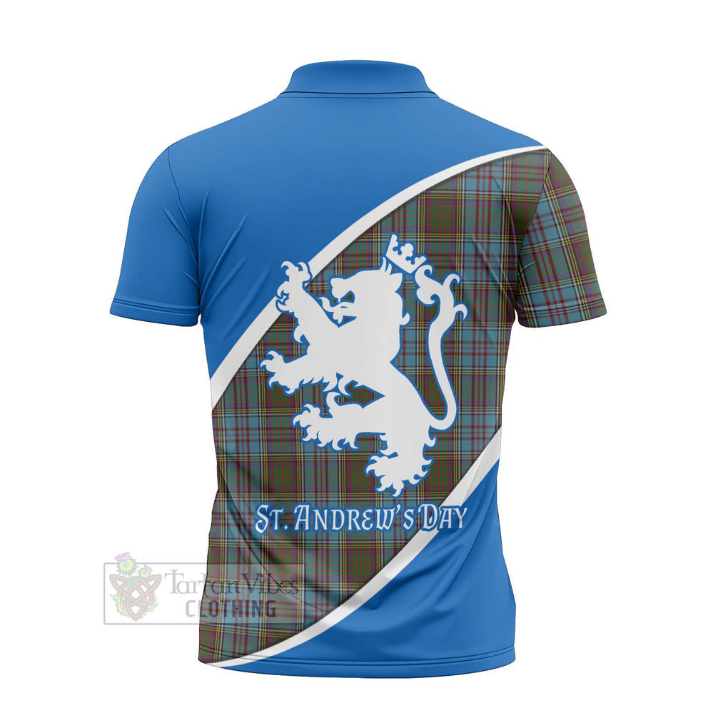 Tartan Vibes Clothing Anderson Family Crest Tartan Zipper Polo Shirt Celebrate Saint Andrew's Day in Style