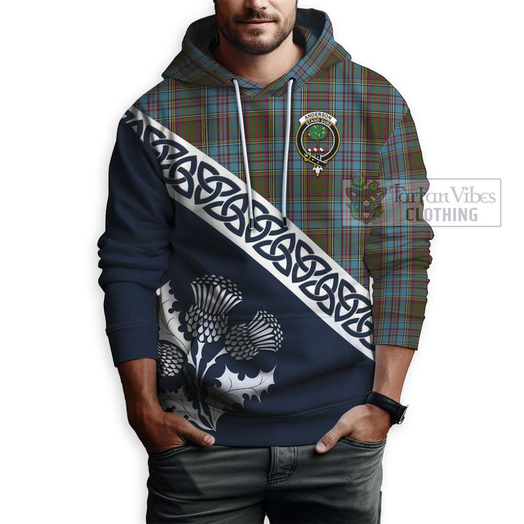 Tartan Vibes Clothing Anderson Tartan Hoodie Featuring Thistle and Scotland Map