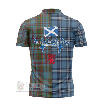 Anderson Tartan Zipper Polo Shirt Happy St. Andrew's Day Half Tartan Style