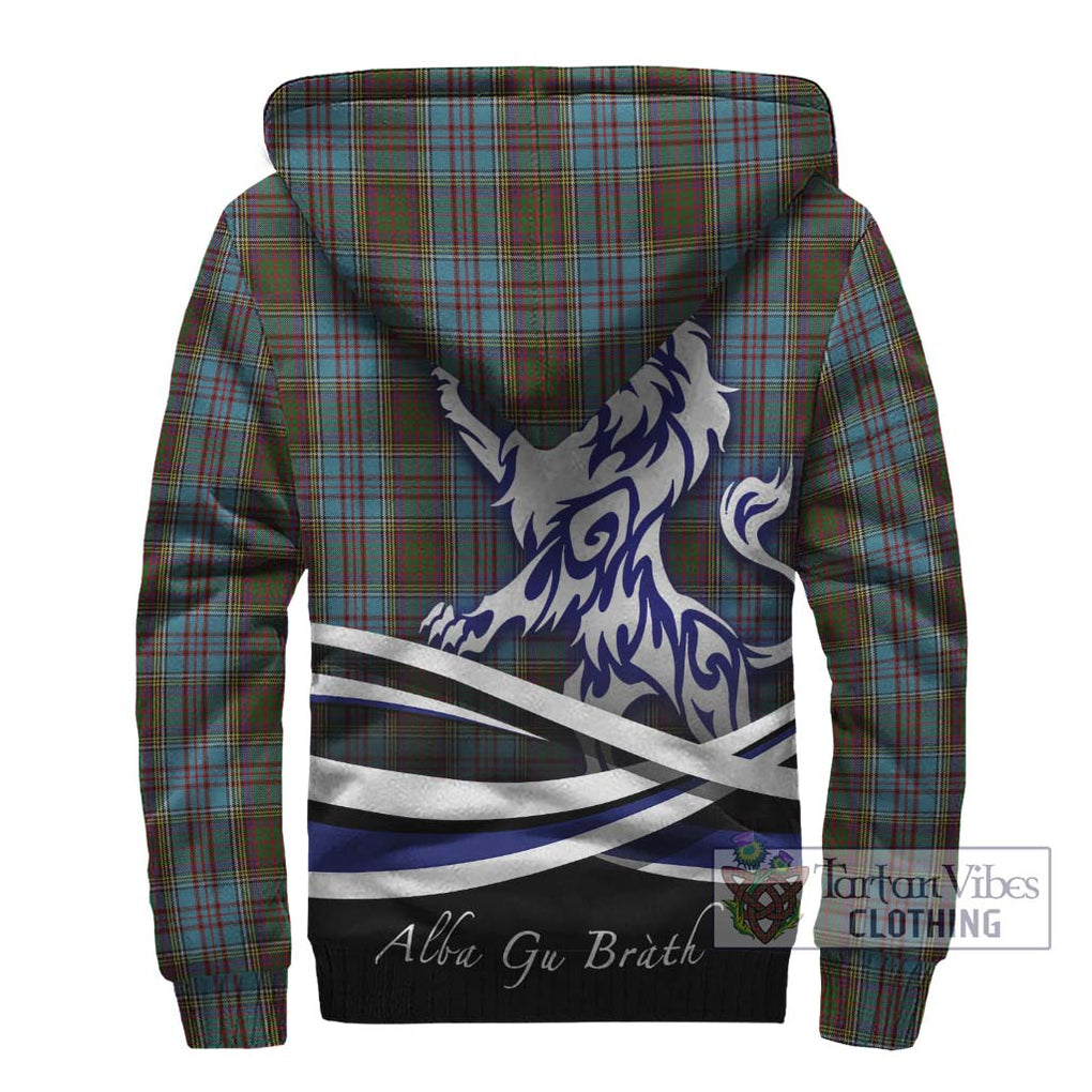 Anderson Tartan Sherpa Hoodie with Alba Gu Brath Regal Lion Emblem - Tartanvibesclothing Shop