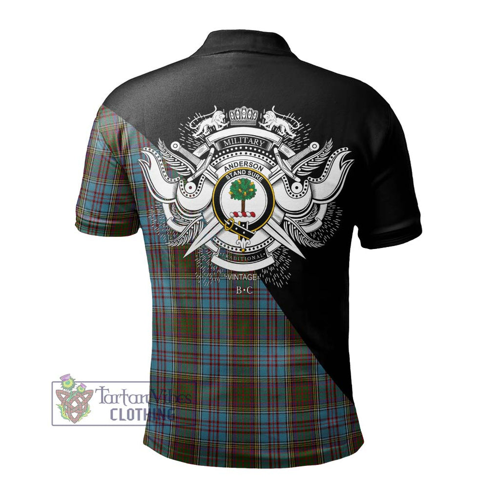 Anderson Tartan Polo Shirt with Family Crest and Military Logo Style - Tartanvibesclothing Shop