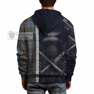 Anderson Tartan Hoodie with Family Crest Cross Sword Thistle Celtic Vibes